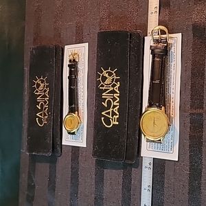 New His & Her watches ⌚️ from Casino Rama Gold and Black Leather w/case NWT